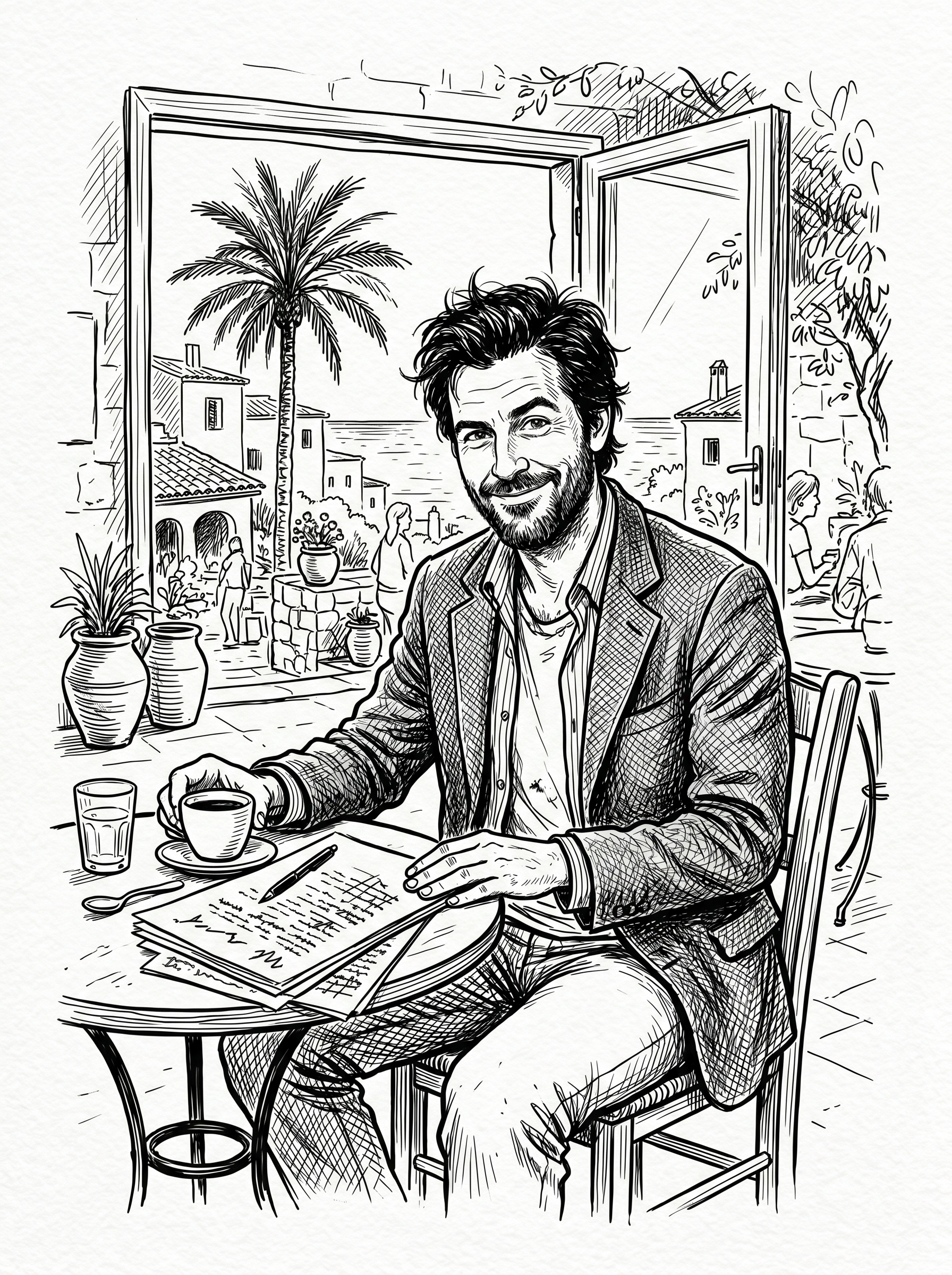 Illustration: Nick Sauer am Schreibtisch